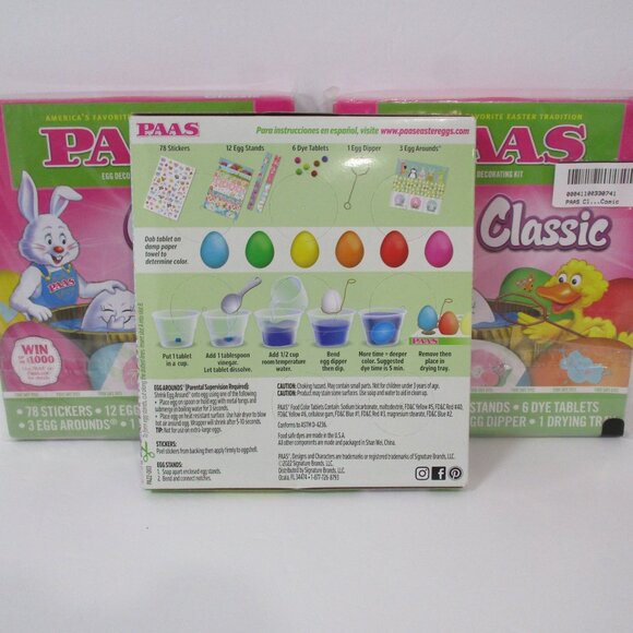 Lot of 3 Paas Classic Easter Tradition Egg Decorating Kit With Stickers Stands - Picture 5 of 5